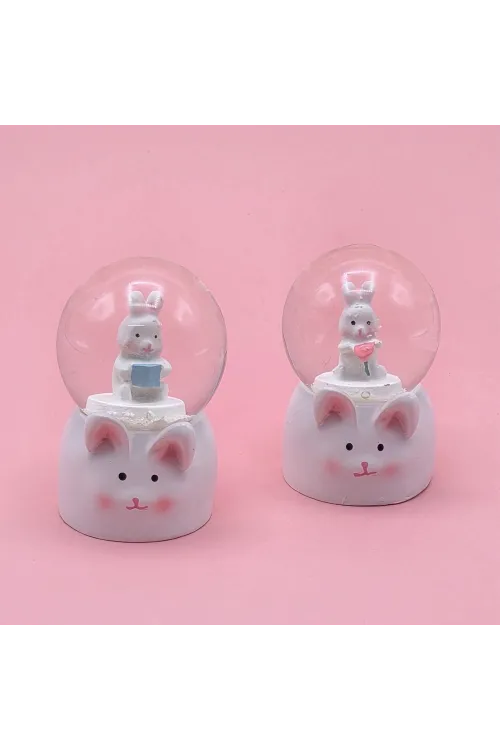 Mini Boy Tavşan Tasarımlı Işıklı Kar Küresi