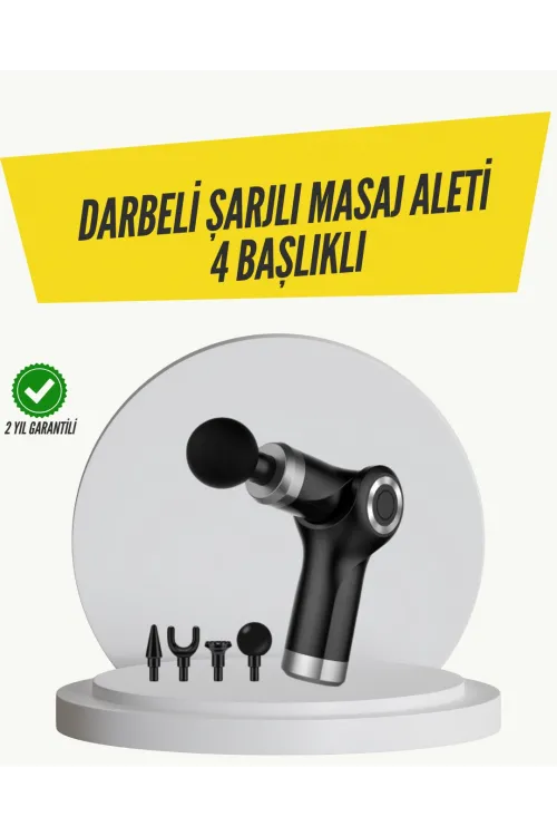 Mini Masaj Tabancası 4 Başlık 6 Hız Ayarlı
