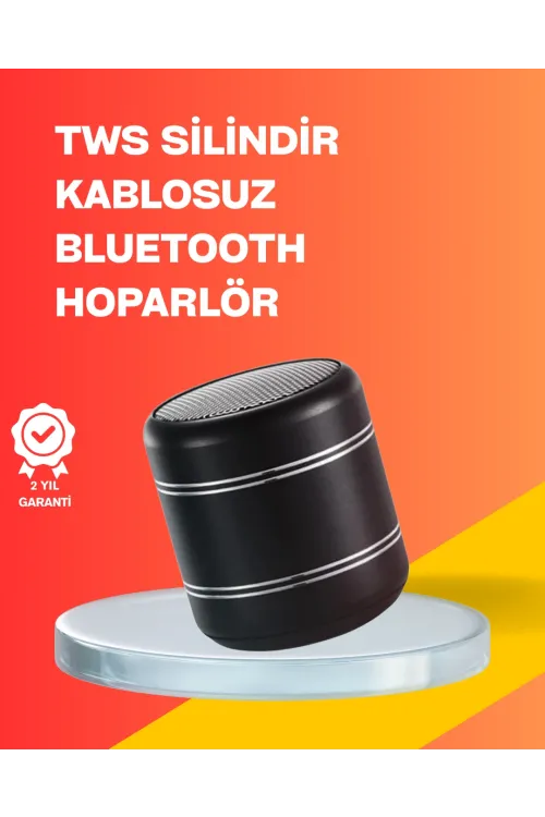 Mini Silindir Kablosuz Hoparlör Güçlü Ses 4w Bas + Tws Senkron Özellik
