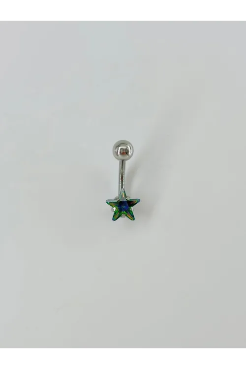 Mistik Topaz Taşlı Yıldız Detaylı Göbek Piercing - Pg0026
