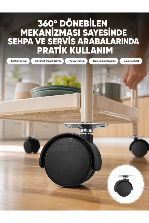 Mobilya Tekerleği 6 Cm Kilitsiz Tekli Satış