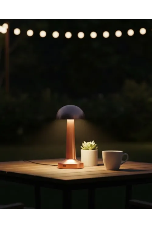 Modern Bronz Masa Lambası 3 Renk Led Dokunmatik Şarjlı Model