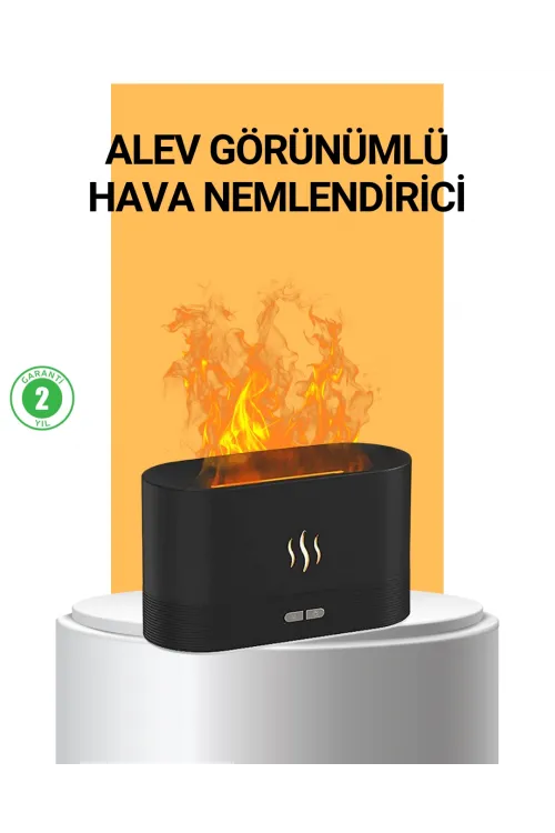 Modern Tasarımlı Alev Efektli Led Aromaterapi Hava Nemlendirici