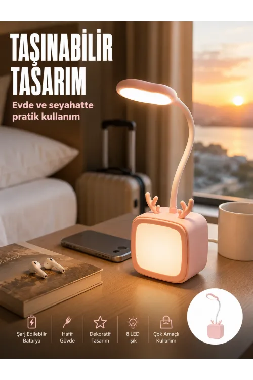 Modern Tasarımlı Şarj Edilebilir Led Gece Lambası