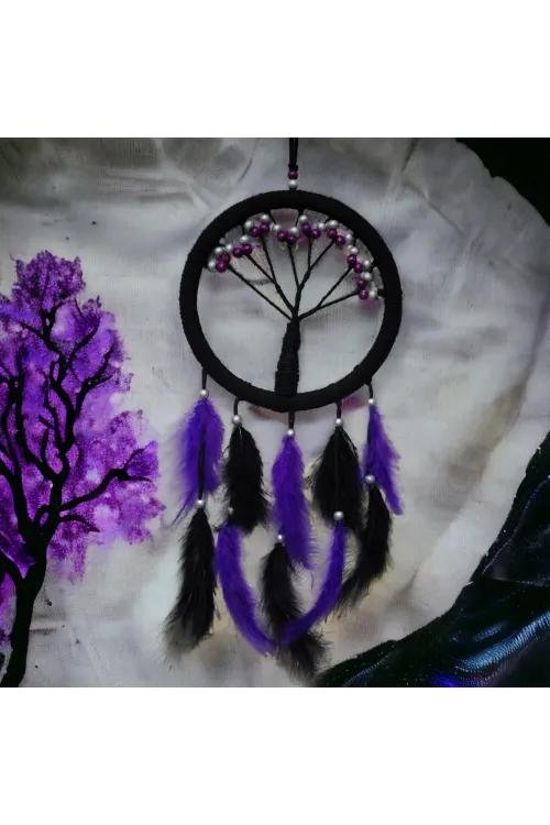 Mor İncili Hayat Ağacı Dream Catcher