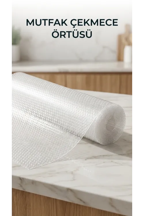 Mutfak Raf Ve Çekmece İçin Şeffaf Pvc Koruyucu Örtü 45x300 Cm