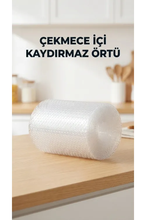 Mutfak Şeffaf Kaydırmaz Pvc Raf Örtüsü 45x300 Cm Dolap İçi Koruyucu