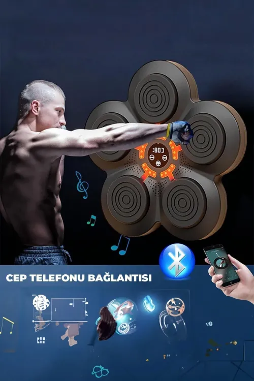 Müzikli Duvar Boks Padi Darbe Sensörlü Antrenman Pedi Led Işıklı Eğlenceli Boks Oyuncağı