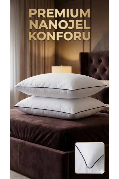 Nano Jel Lüks Yastık 2li Set 50x70cm 1200gr Pamuklu Kumaş
