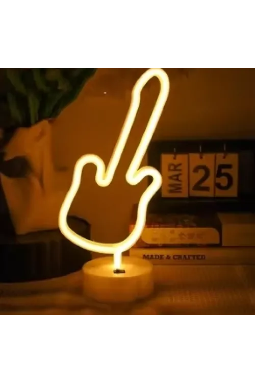 Neon Gitar Masa Lambası Pil+usb