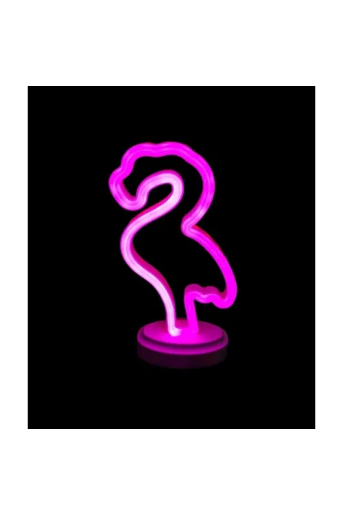 Neon Işıklı Flamingo Yazılı Masa Gece Lambası