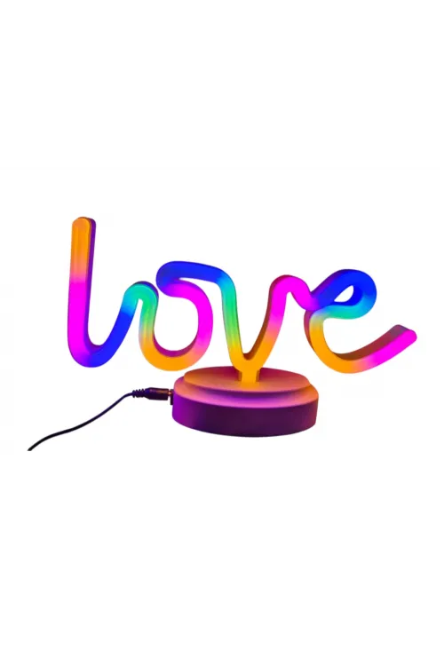 Neon Işıklı Love Yazılı Masa Gece Lambası Pil+usb
