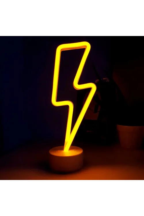 Neon Işıklı Şimşek Lamba Usb+pil