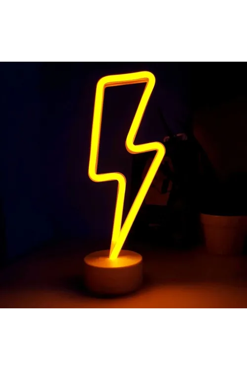 Neon Işıklı Şimşek Lamba Usb+pil