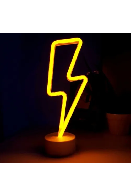Neon Işıklı Şimşek Lamba USB ve Pilli
