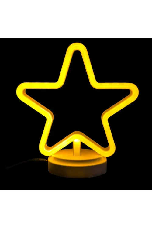Neon Işıklı Yıldız Masa Gece Lambası Pil ve Usb
