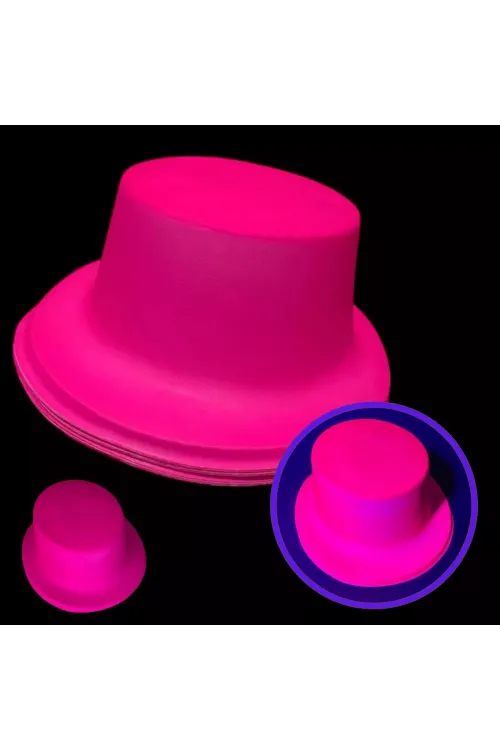 Neon Partisi Pembe Renk Plastik Fötr Şapka