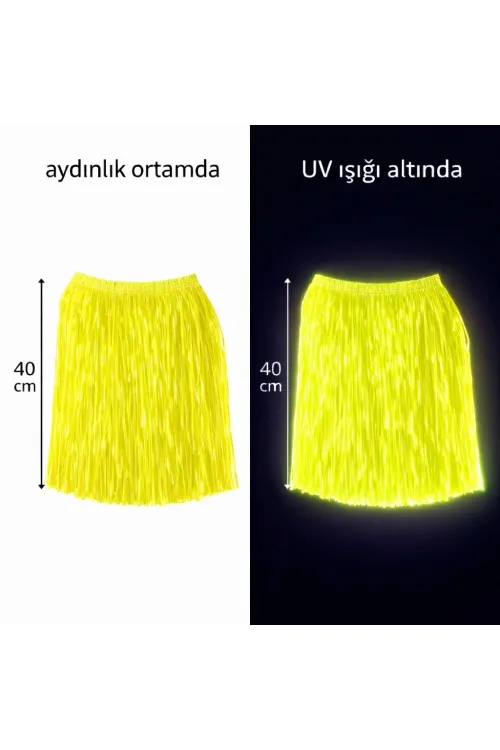 Neon Sarı Hawaii Parti Eteği 40 Cm