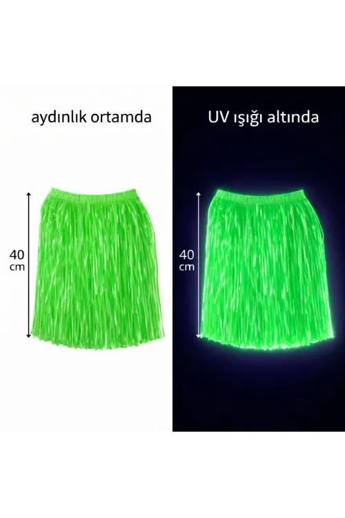 Neon Yeşil Hawaii Parti Eteği 40 Cm
