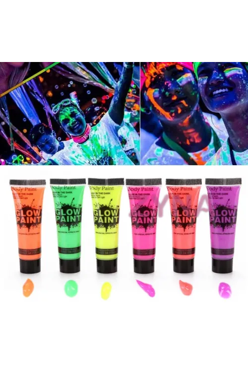 Neonlu Glow Parti Yüz Boyası 6 Renk 6 Adet