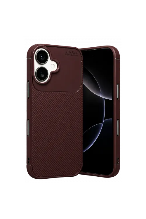 Newface Apple İphone 17 Auto Focus Karbon Kapak - Bordo