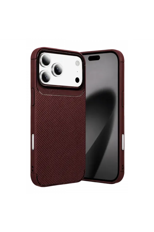 Newface Apple İphone 18 Pro Max Auto Focus Karbon Kapak - Bordo