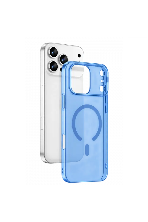 Newface Apple İphone 18 Pro Max Combo Sert Şeffaf Magsafe Kapak - Açık Mavi