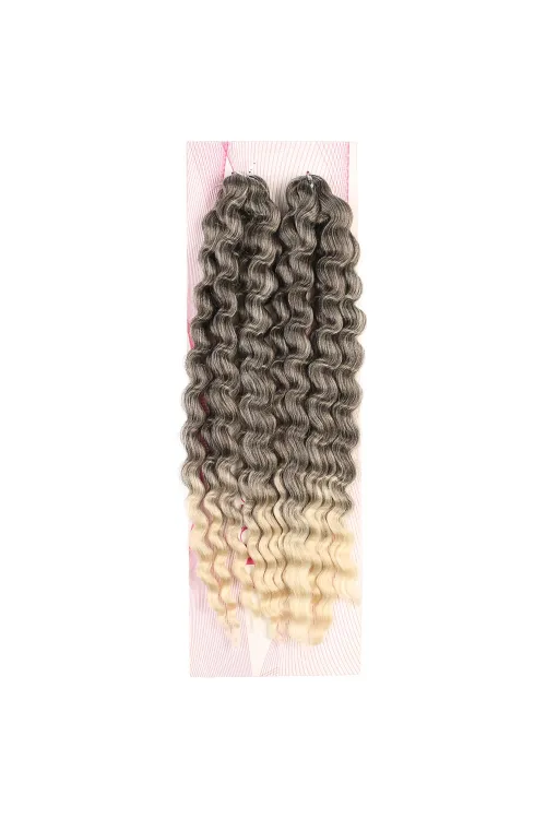 Nice Bulk Afro Su Dalgası Saç - Kahve / Platin Ombreli