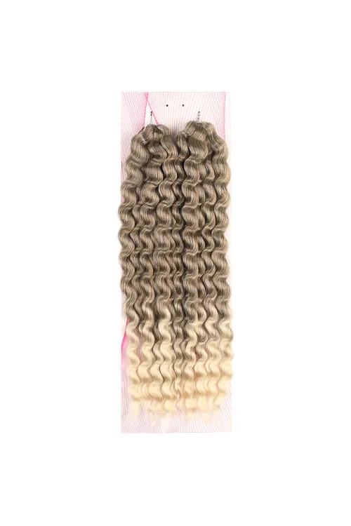 Nice Bulk Afro Su Dalgası Saç - Küllü Kahve / Platin Ombreli
