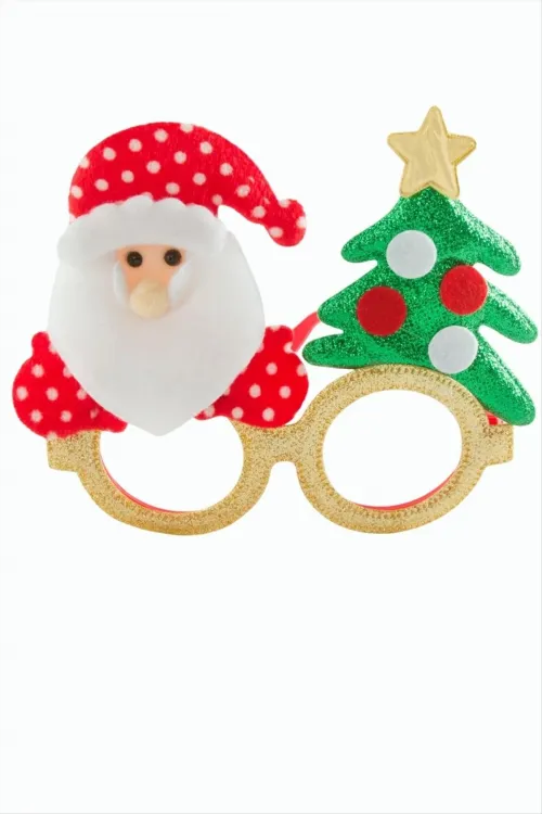 Noel Baba Çam Ağacı Simli Yılbaşı Gözlük