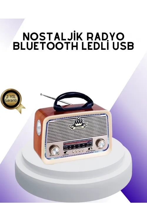 Nostalji Bluetooth Radyo Fm Am Sw Ahşap Eskitme Tasarım