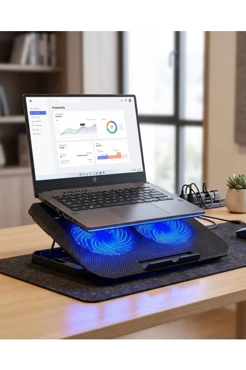 Notebook Soğutucu Fanlı Stand Usb Portlu 8 Kademe Laptop Sehpası