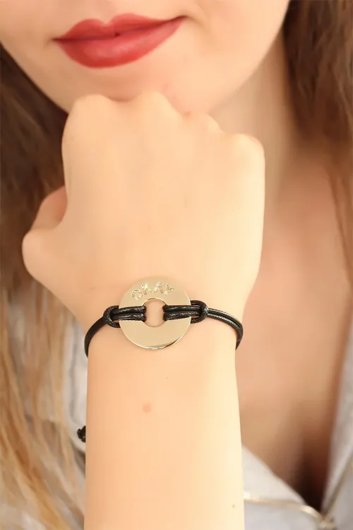 ietaks™ OKAY (İyi) Siyah Deri İpli Unisex Mood Bileklik