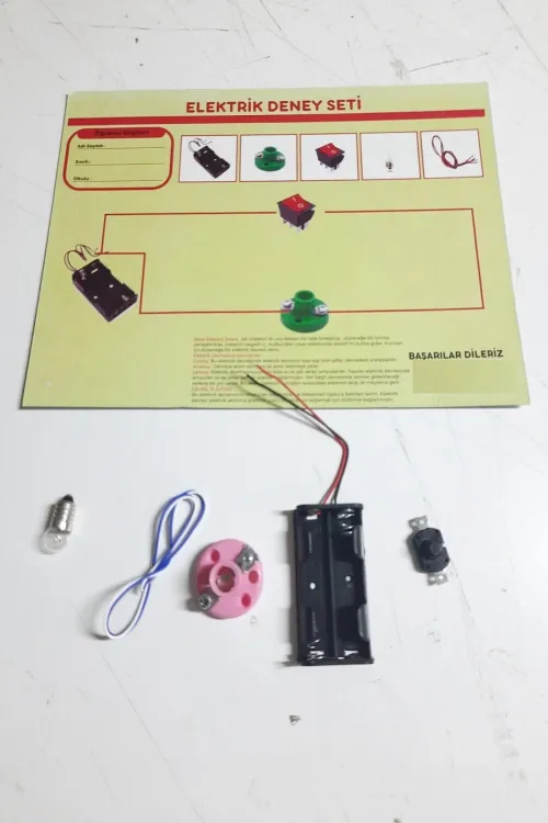 Okul Deney Seti - Elektrik Seti Ampul - Pil Yatağı - Duy -düğme Seti