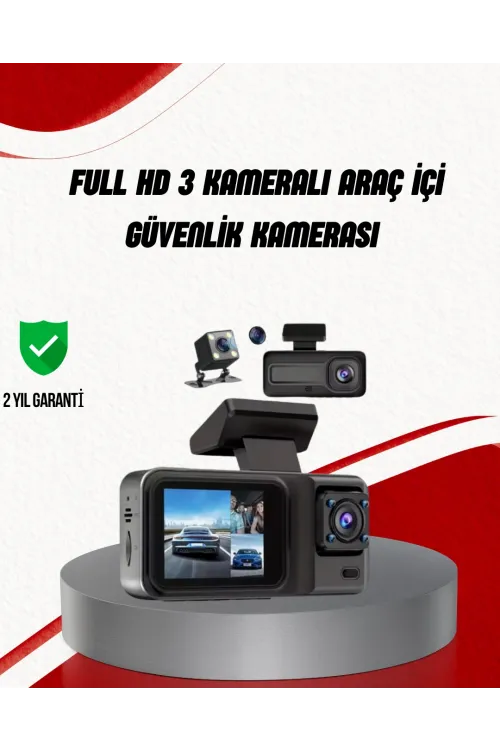 Ön Arka Ve İç Kamera Dashcam 360° Kapsamlı Full Hd Araç Güvenlik Sistemi