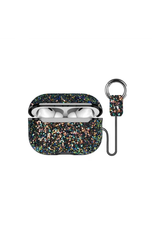 Onegif Apple Airpods Pro 2 (2.nesil) Bright Simli Airpods Kapak - Siyah