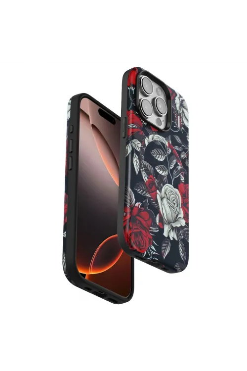 Onegif Apple İphone 14 Pro Flower Series Magsafe Kapak - Siyah
