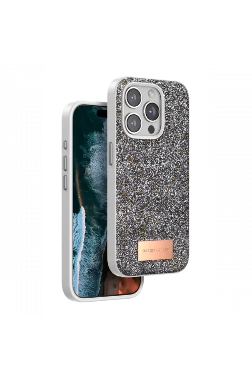 Onegif Apple iPhone 14 Pro Max Bright Simli Kapak - Gümüş
