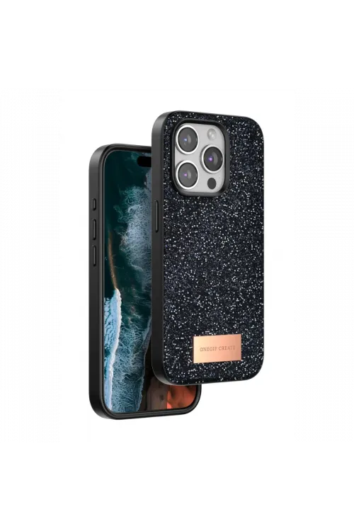 Onegif Apple iPhone 14 Pro Max Bright Simli Kapak - Siyah