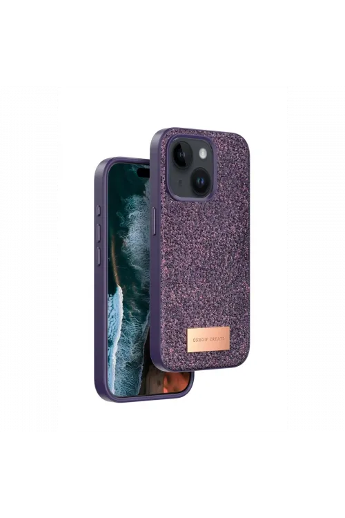 Onegif Apple iPhone 15 Bright Simli Kapak - Derin Mor