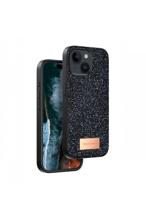 Onegif Apple iPhone 15 Bright Simli Kapak - Siyah