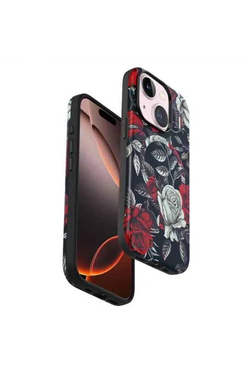 Onegif Apple İphone 15 Plus Flower Series Magsafe Kapak - Siyah
