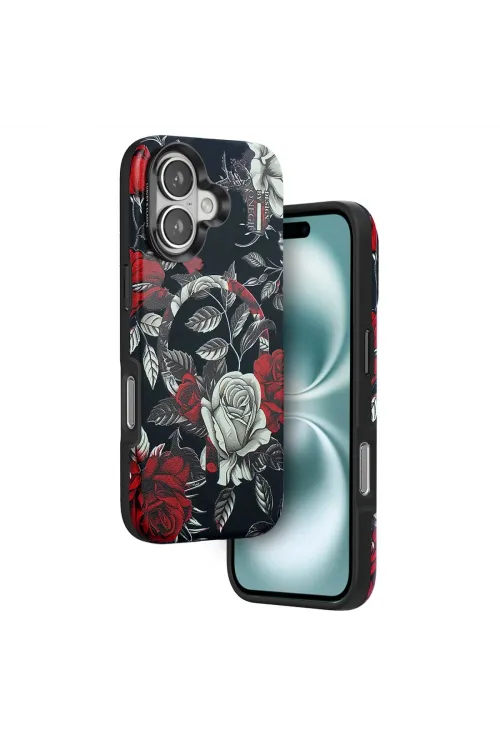 Onegif Apple İphone 16 Flower Series Magsafe Kapak - Siyah