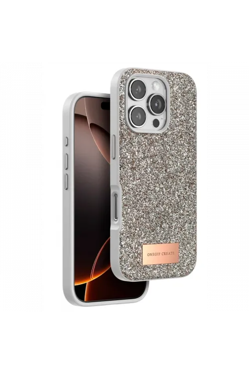 Onegif Apple iPhone 16 Pro Max Bright Simli Kapak - Gold