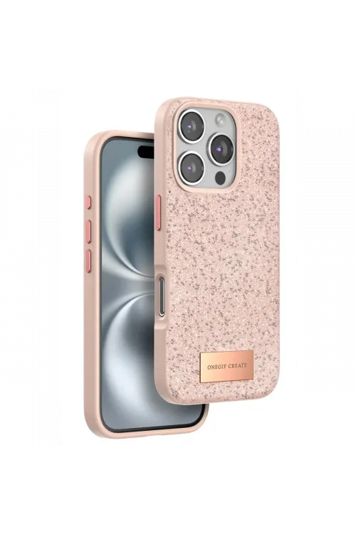 Onegif Apple iPhone 16 Pro Max Bright Simli Kapak - Pembe