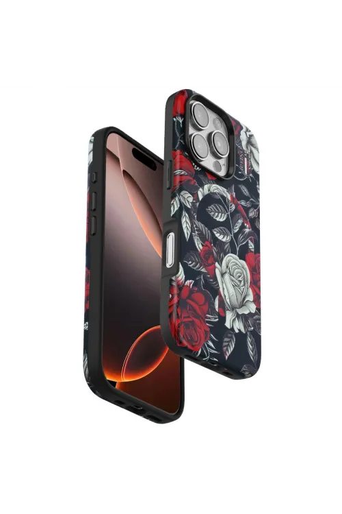 Onegif Apple İphone 16 Pro Max Flower Series Magsafe Kapak - Siyah