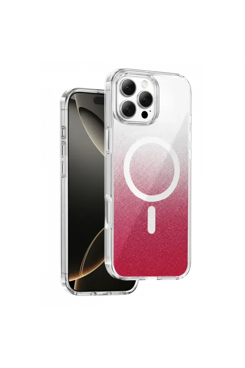 Onegif Apple İphone 16 Pro Max Sora Simli Magsafe Kapak - Kırmızı