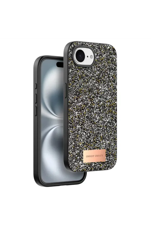 Onegif Apple İphone 16e Bright Simli Kapak - Gümüş
