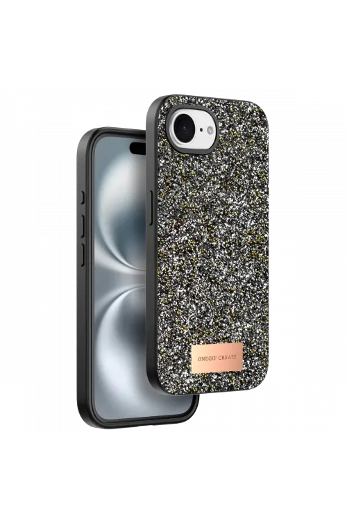 Onegif Apple iPhone 16E Bright Simli Kapak - Gümüş