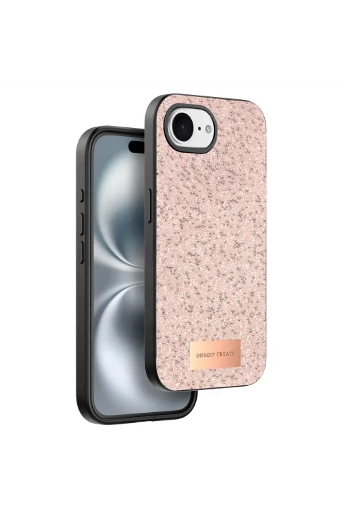 Onegif Apple İphone 16e Bright Simli Kapak - Pembe
